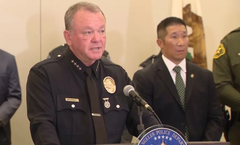 Police Chief McDonnell speaks at a press conference about the child exploitation crackdown.