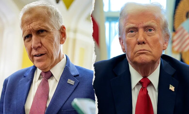 Sen. Thom Tillis, R-N.C., and President Donald Trump split image