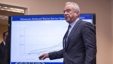 Robert F. Kennedy Jr. points to a chart