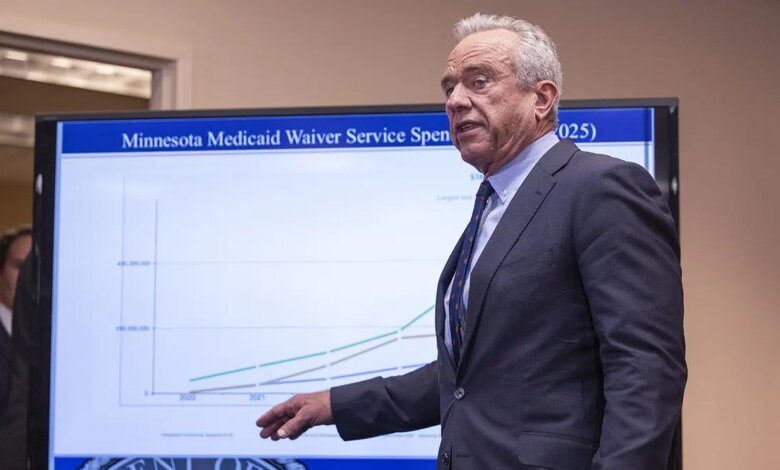 Robert F. Kennedy Jr. points to a chart