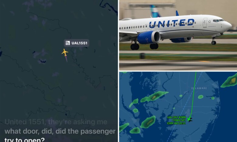 United Airlines passenger tries to open plane door at 36,000 feet, assaulted traveler on flight from Newark