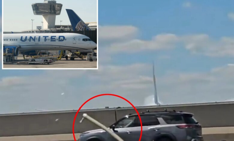 United plane strikes light pole, tractor-trailer while landing at Newark Airport: officials