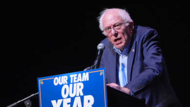 Sen. Bernie Sanders (I-Vt.) speaking at a campaign rally for progressive New York City congressional candidates in Brooklyn on June 18, 2026.