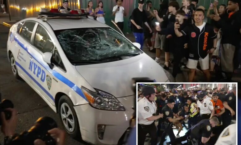 Crazed Knicks fans smash cop car as NBA Finals ecstasy immediately turns violent