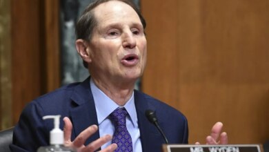 Senator Ron Wyden speaking at a Senate Finance Committee hearing.