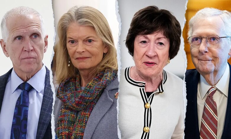 Split of Tillis, Murkowski, Collins, McConnell