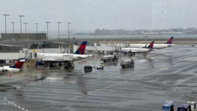 Planes getting ready for departure at LaGuardia Airport in New York.