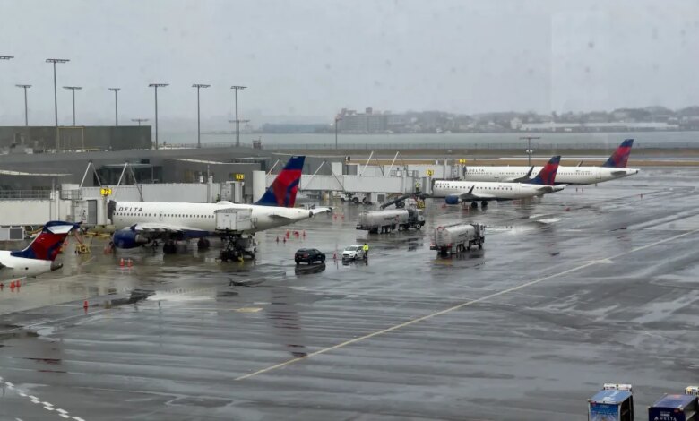 Planes getting ready for departure at LaGuardia Airport in New York.