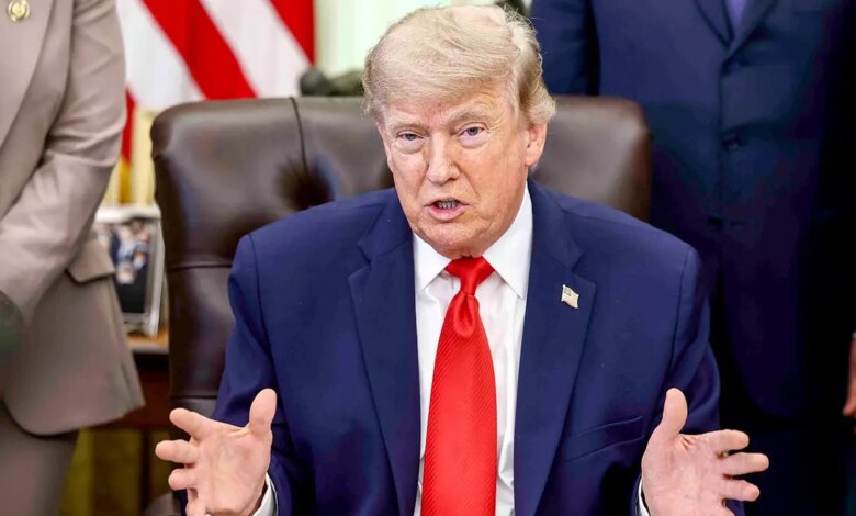 Trump speaks in Oval Office during proclamation signing ceremony.