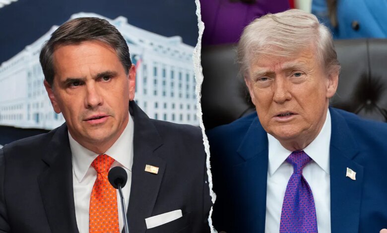 Acting Attorney General Todd Blanche and President Donald Trump side by side