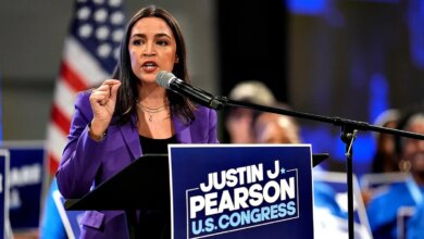 Rep. Alexandria Ocasio-Cortez speaks at a rally in Memphis.