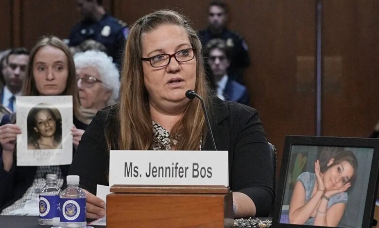 Jennifer Bos speaks during a Senate Judiciary Committee hearing in Washington, D.C.