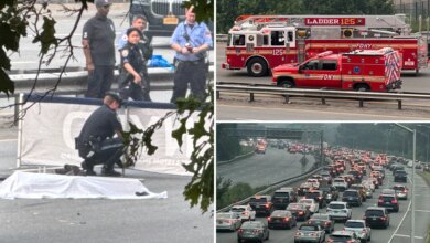 Man, woman hurled from out-of-control motorcycle that hit 4 other vehicles, including BMW, during NYC evening rush: cops