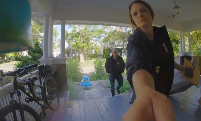 Federal Agents stand outside David Streever's home in Rochester, NY, in June 2026.