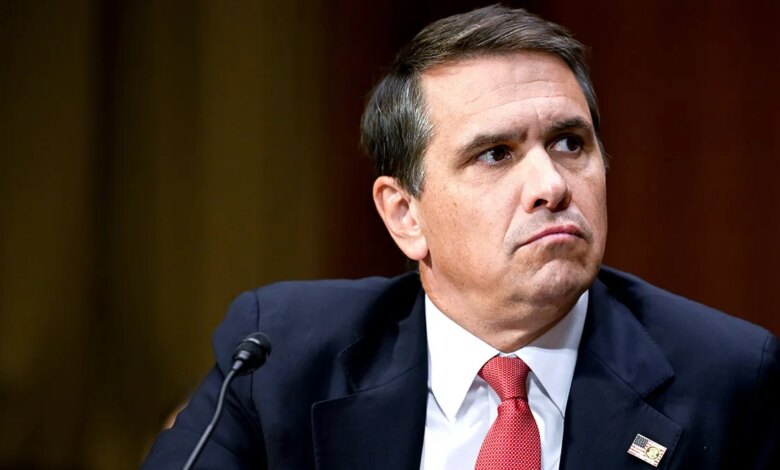 Todd Blanche speaks during his Senate Judiciary Committee confirmation hearing for U.S. deputy attorney general.