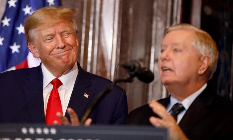Former President Donald Trump and Sen. Lindsey Graham in 2023