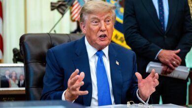 President Trump speaks during the signing of an executive order on childhood vaccines.
