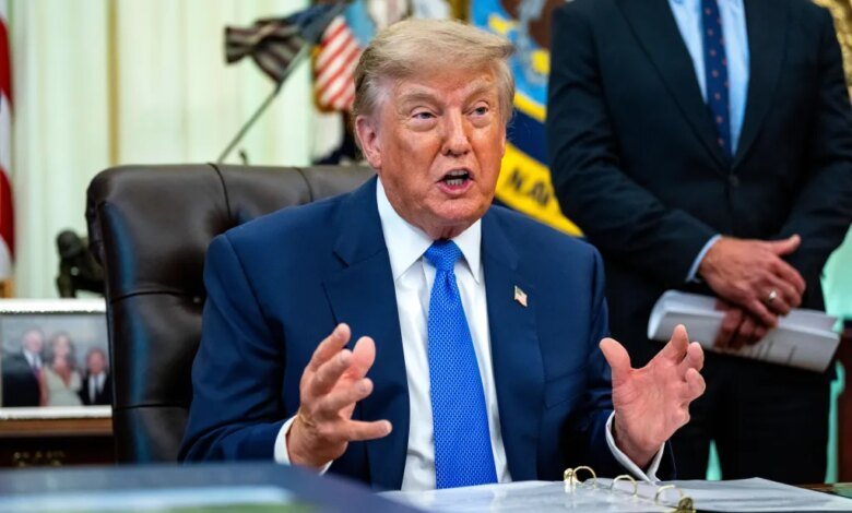 President Trump speaks during the signing of an executive order on childhood vaccines.