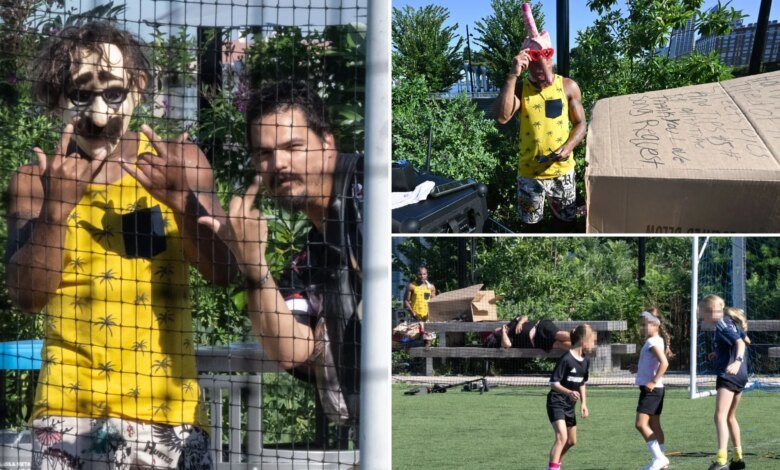 Unhinged NYC vagrants terrorize young girls at soccer practice at Hudson River Park