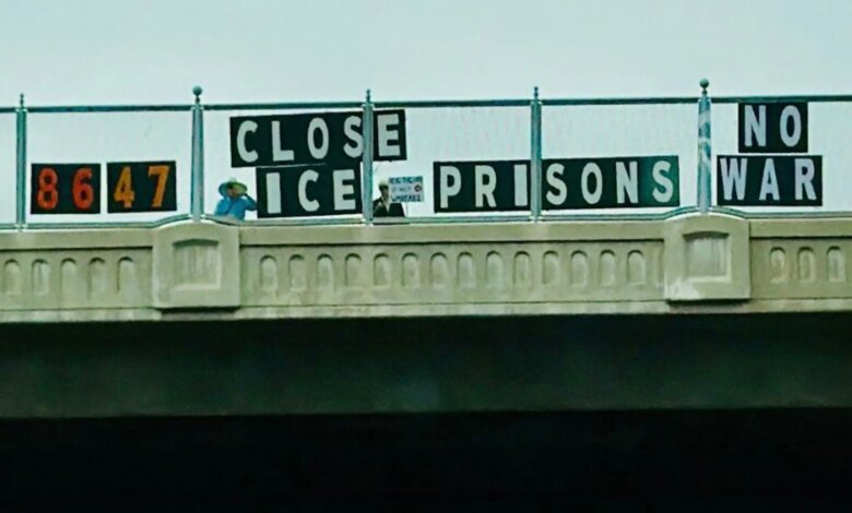 '8647' protest sign hung over Highway 101 near Santa Barbara, CHP called