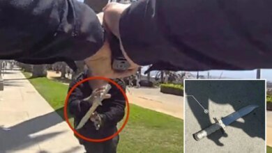 Bodycam footage shows knife-wielding man charge at police in Santa Monica