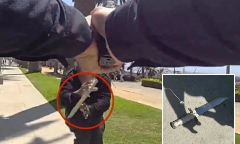 Bodycam footage shows knife-wielding man charge at police in Santa Monica