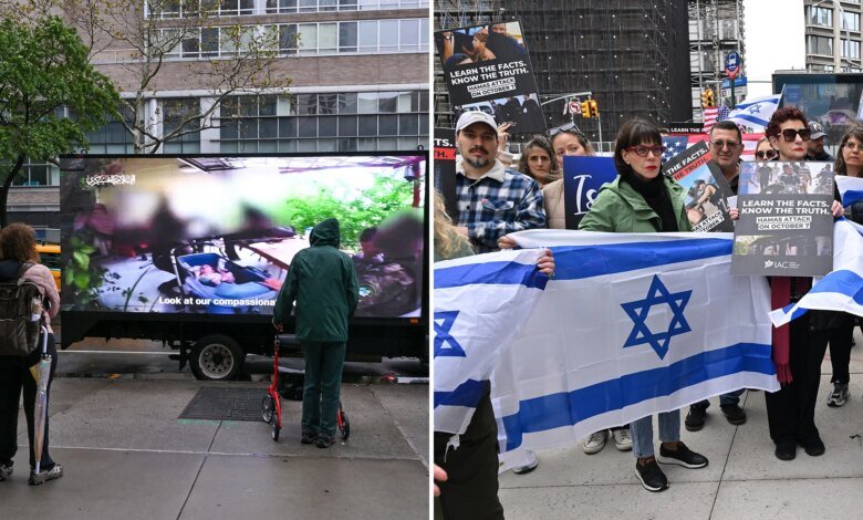 Protesters brave nor'easter outside premiere of anti-Israel documentary at NYC film festival