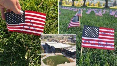 Vandals deface American flags at California State University Stanislaus's 9/11 memorial