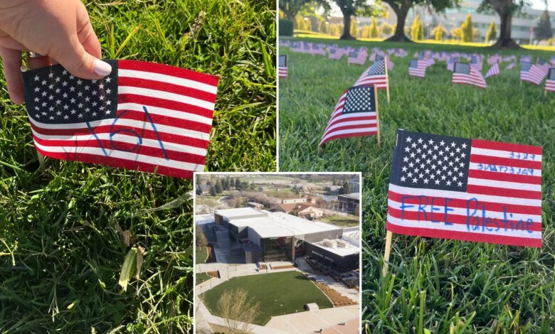 Vandals deface American flags at California State University Stanislaus's 9/11 memorial