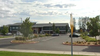 Exterior view of Silver Rail Elementary School in Bend, Oregon.