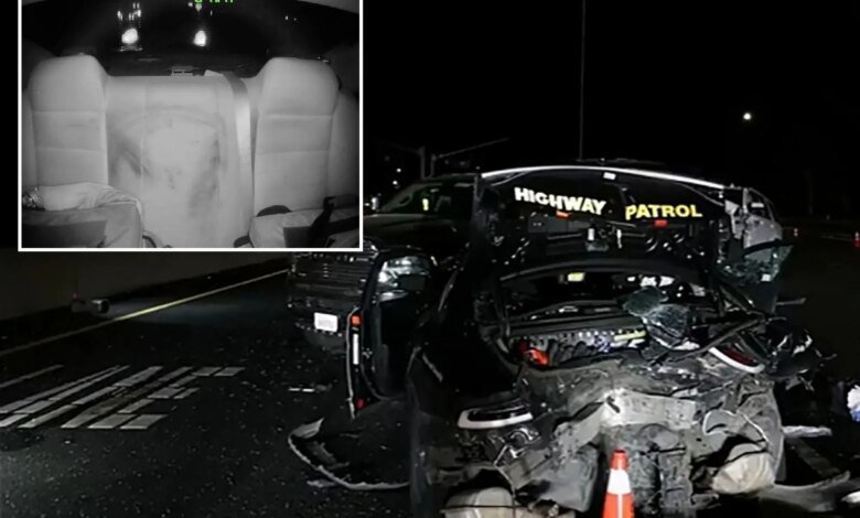 Sleeping Tesla driver crashes into California patrol car, injuring 2 officers